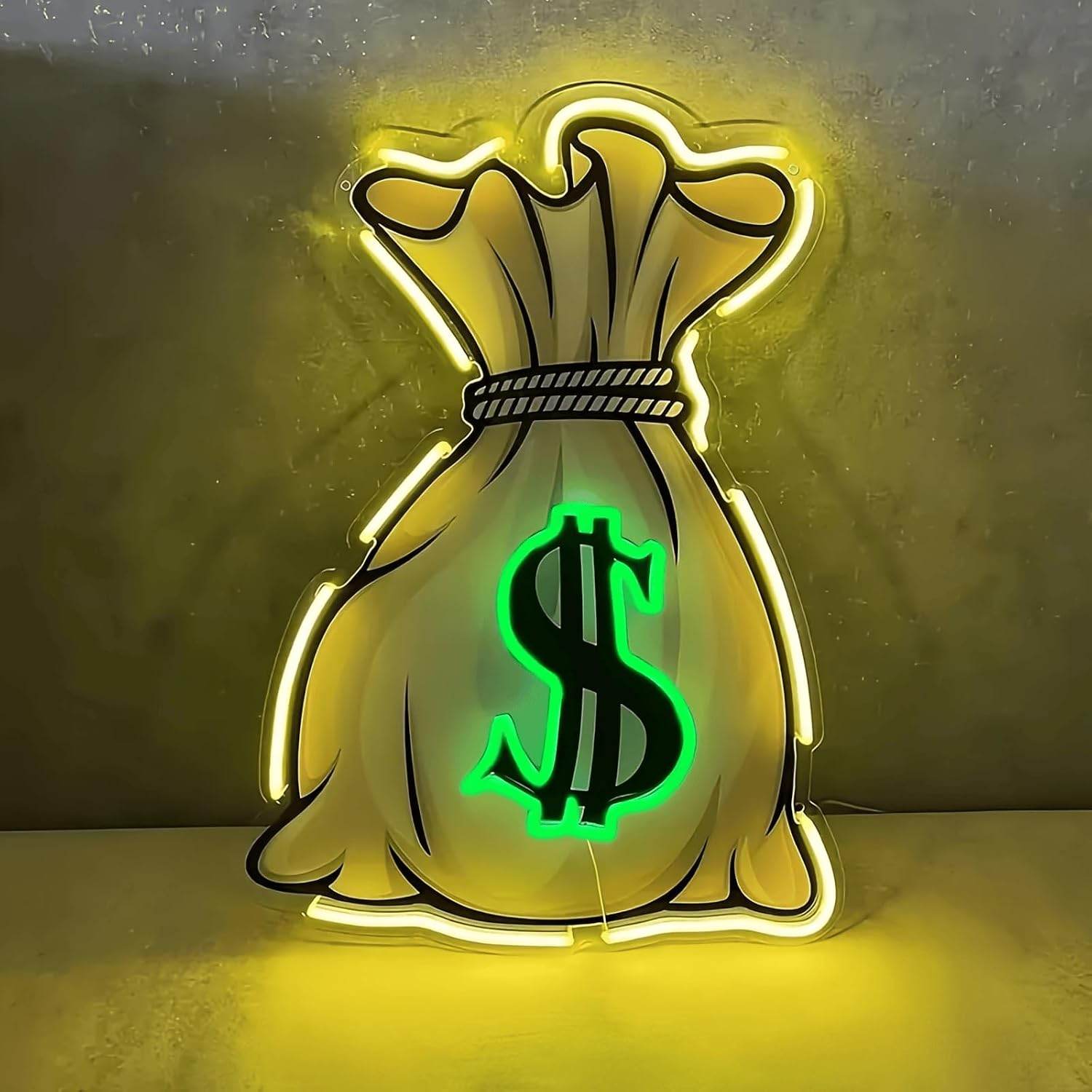 Money Bag Neon Sign for Room Decor, Cool Dimmable Light up Funny Dollar Bag Neon, USB Powered Neon Light for Man Cave Game Room Bar Party Shop Birthday Christmas Gift