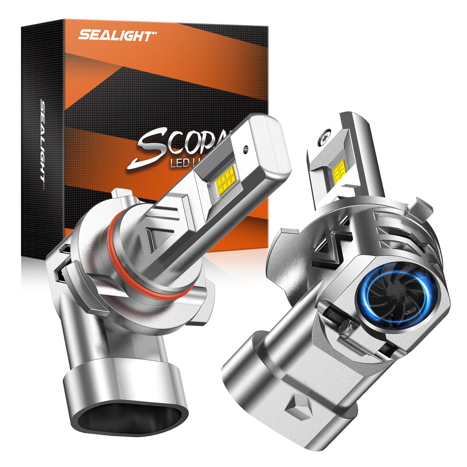 SEALIGHT 9006/HB4 Light Bulb, 800% 44,000LM Super Bright 6500K White Light, 1:1 Real Size, Plug and Play, 2 Pack