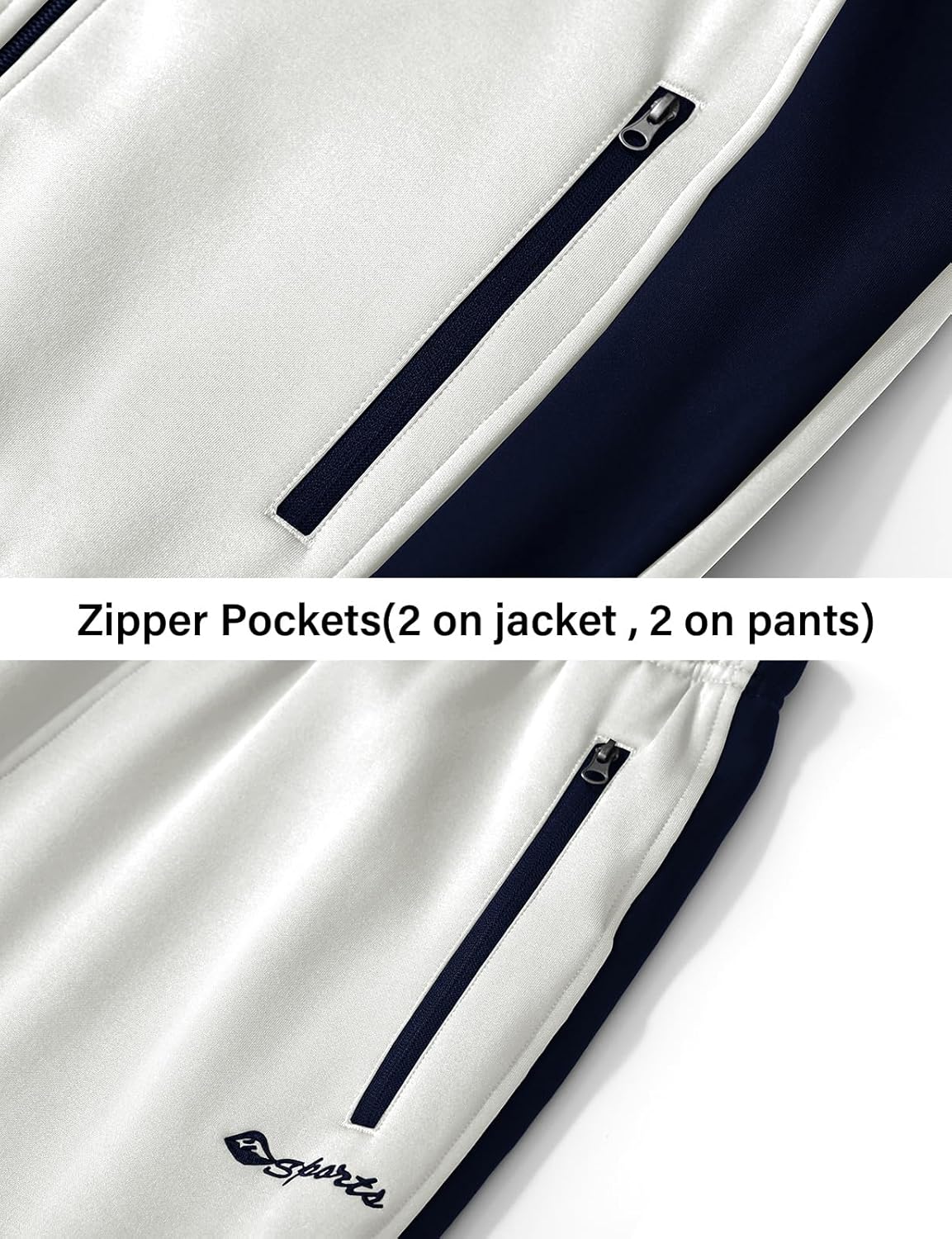 BGOWATU Men's Fleece Lined Tracksuits Set Running Jacket Sweatsuit Sport Pant Jogging Outfits with Zipper Pockets - Image 4