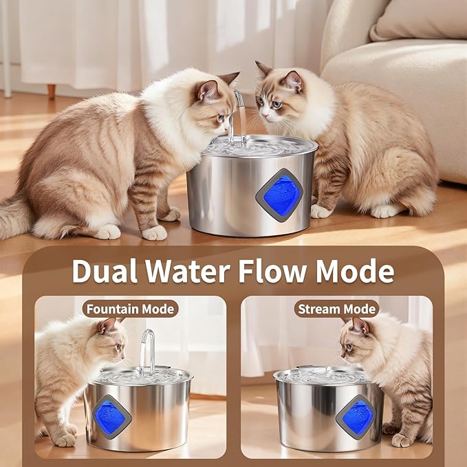 Fuente de Agua para Gatos JIXZEN Acero Inoxidable 3.2L Automática miniatura 4