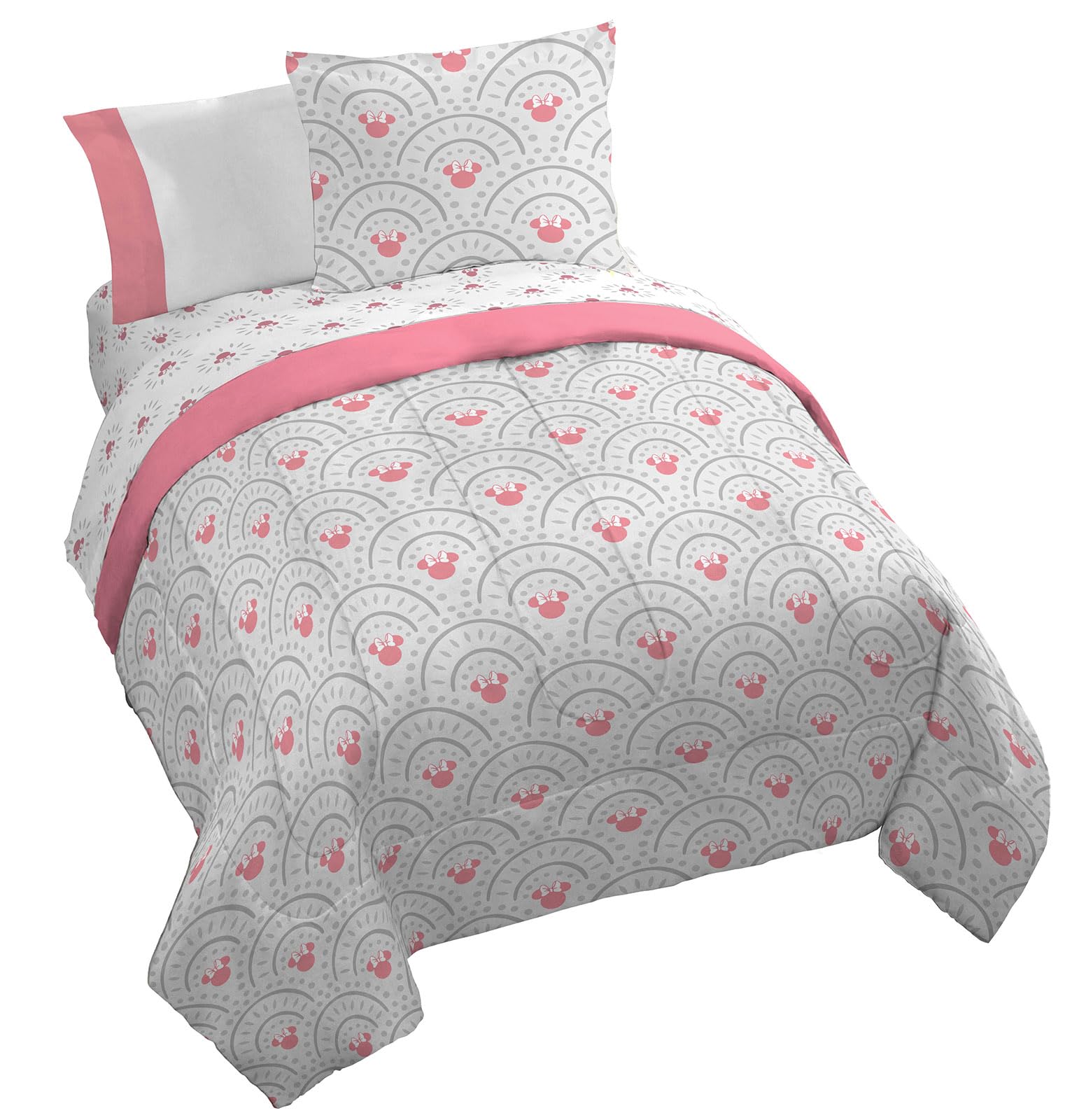 Jay Franco Disney Minnie Mouse King Comforter Set - 7 Piece Bedding Includes Sheet Set & Pillow Covers - Super Soft Cozy Pink Mandala Bedding