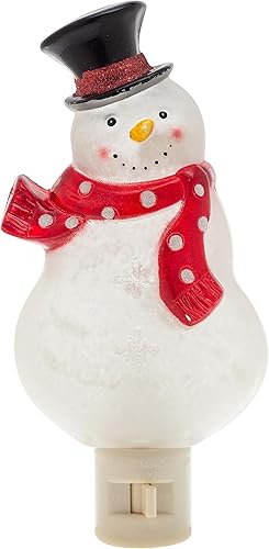 Creative Hobbies Luz nocturna de muñeco de nieve amigable con decoración navideña, incluye 5 W C7 y enchufe giratorio con interruptor de