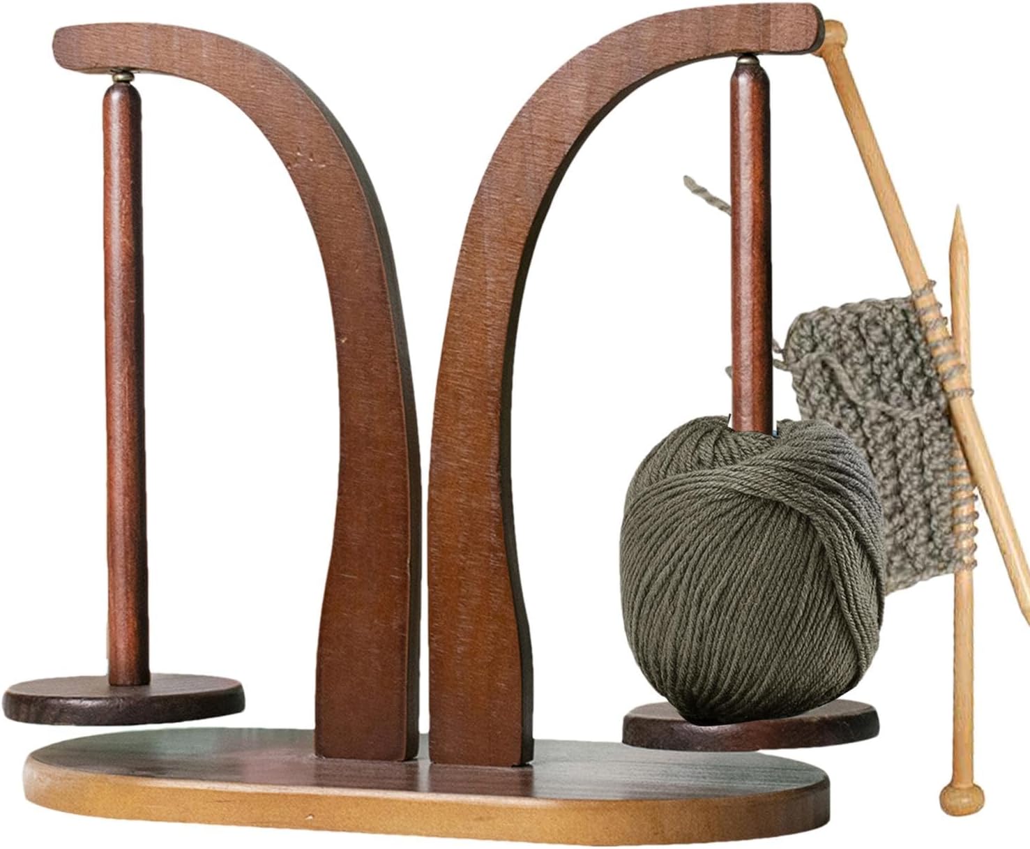 Wood Yarn Holder for Knitting and Crocheting | Magnetic Yarn Ball Holder with Anti-Slip Pads,Yarn Holder Spinner for Crafts,Wooden Yarn Spinner for Crochet Well, Gifts for Knitting Lovers
