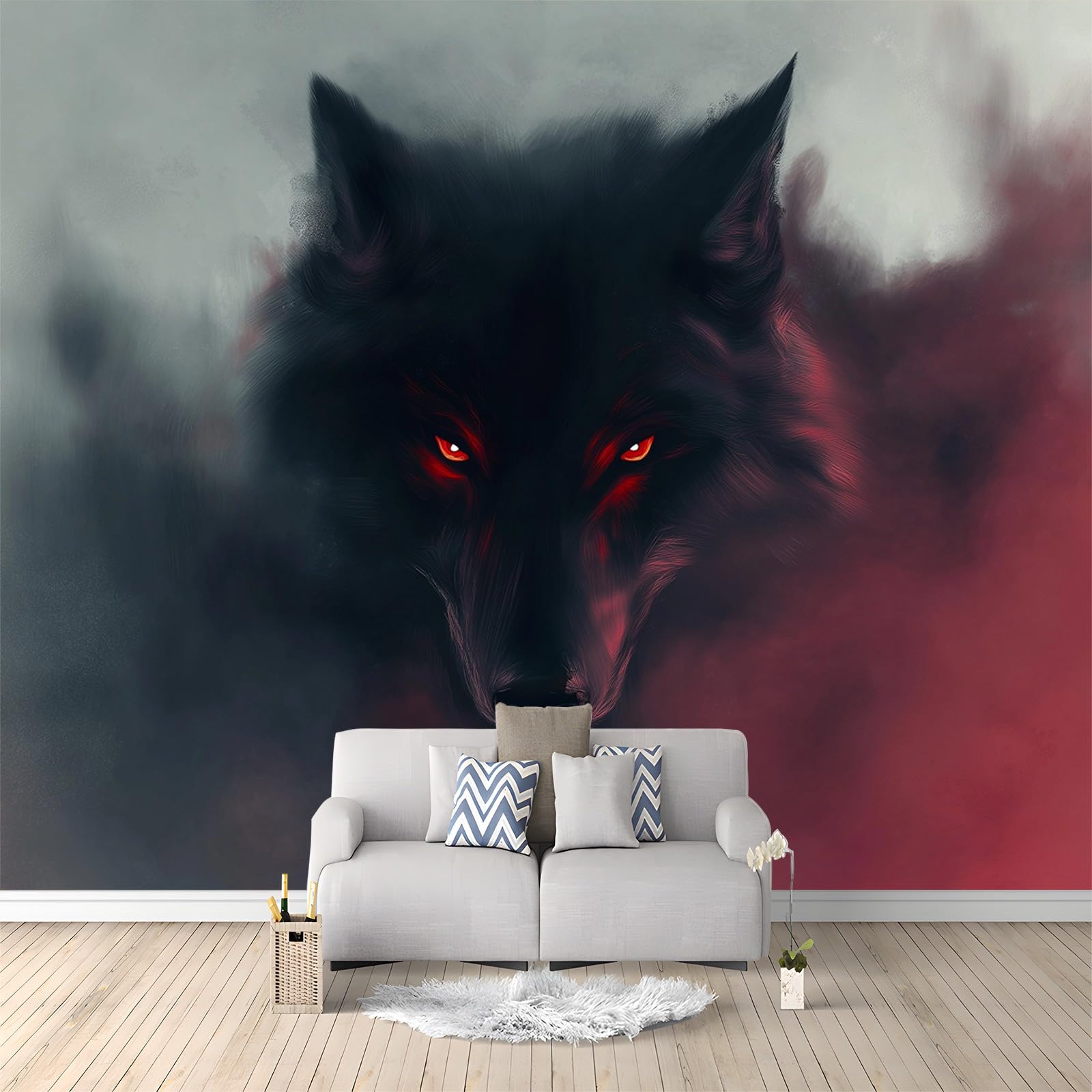 Wallpaper Wall Mural Black and Gray Animal Wolf 400x280 cm 3D Photo Wallpaper Non-Woven Wall Mural Poster, for Living Room Bedroom Corridor TV Background Wall Decor Murals