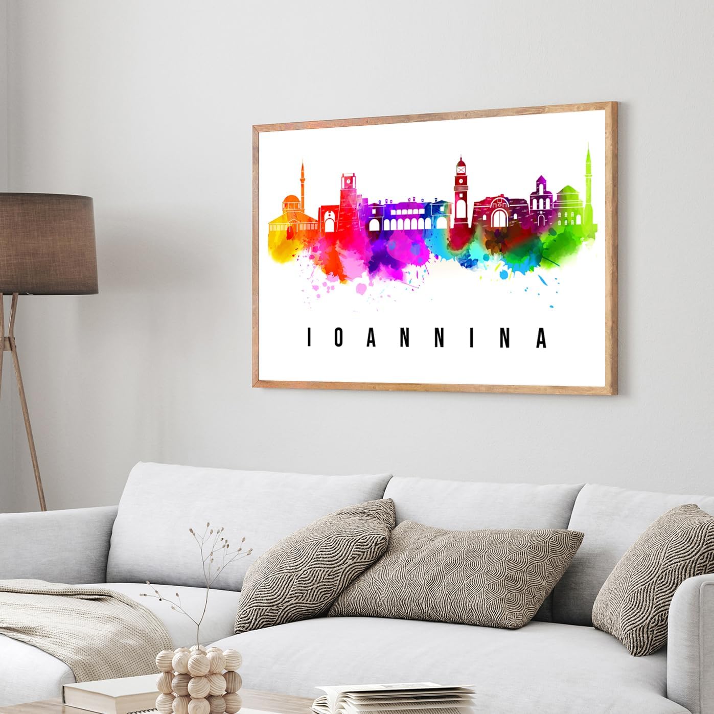Pera Print Greece Poster, Greece-Ioannina Poster, Greece Illustration Skyline City Poster, Modern Skyline Poster, Cityscape and Landmark Print, Home-Office Wall Art Decoration