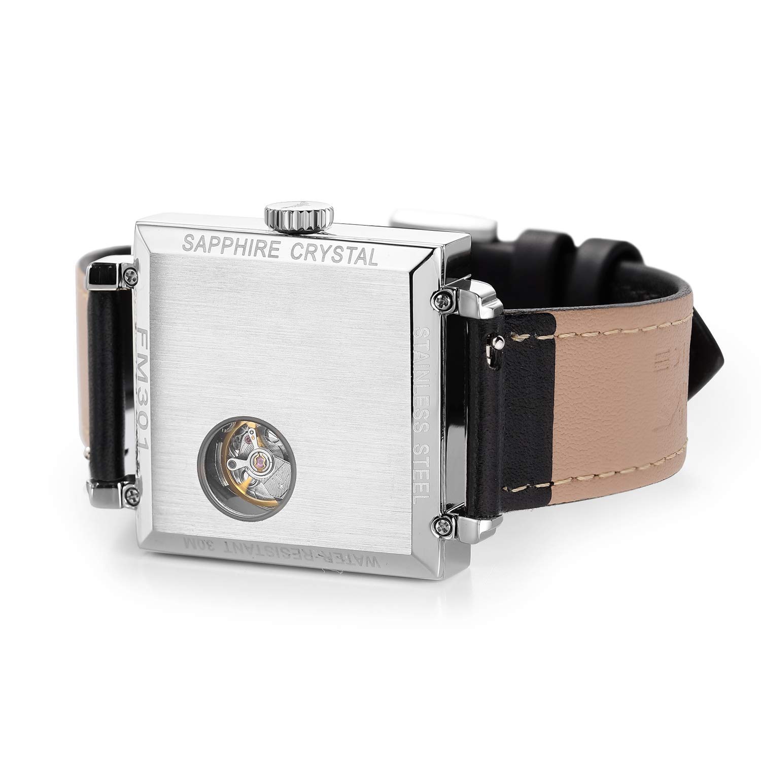 FEICE Orologio Automatico Moda Orologio Quadrato Bauhaus Orologio da Polso Meccanico in Vetro di Zaffiro Datario Ø34mm FM301