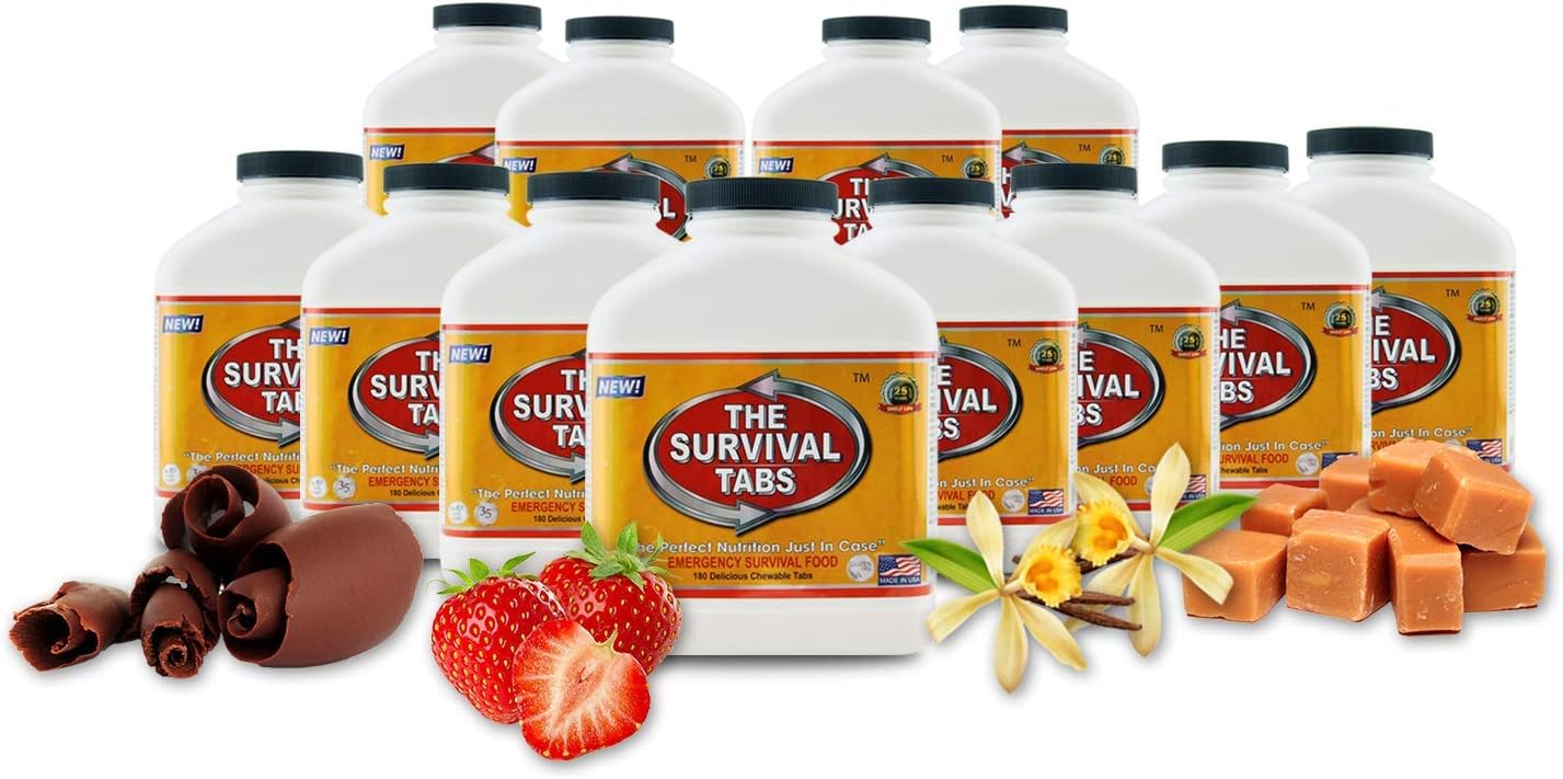 6 months no prep basic food supply emergency food supply 25 year shelf life butterscotch 12 bottles x 180 tabs no gluten and gmo