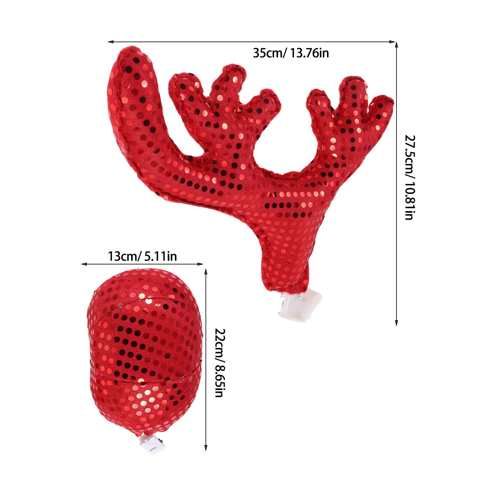 Decorazione Natalizia per Auto Corna di Renna Rosse in Plastico e Tessuto, Accessori Festivi per Finestra Auto per Natale e Vacanze, Set