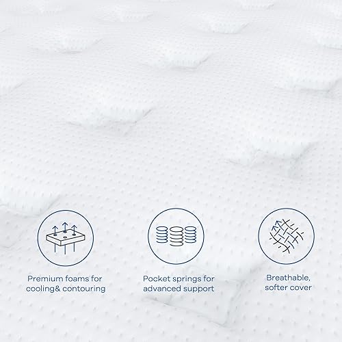 Miniatura 4 de Coolvie - Colchón Queen de 12 pulgadas, colchón híbrido Queen en una caja, resortes de bolsillo con cubierta de tela tejida suave para un sueño