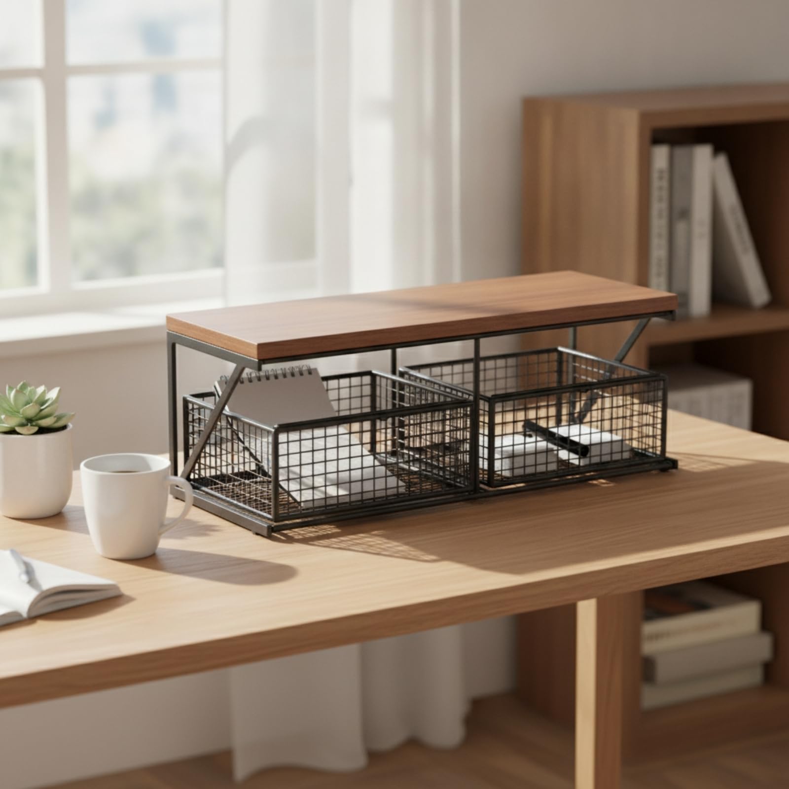 rockible con Cestas Metal Metálico Organizador Mesa con Cestas Negro Mueble para Cocina