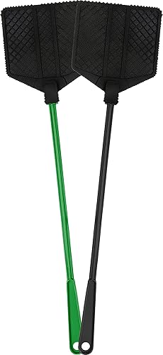 Miniatura 1 de OFXDD Matamoscas de goma, paquete de matamoscas largo, matamoscas resistente, colores negro y verde claro (paquete de 2)