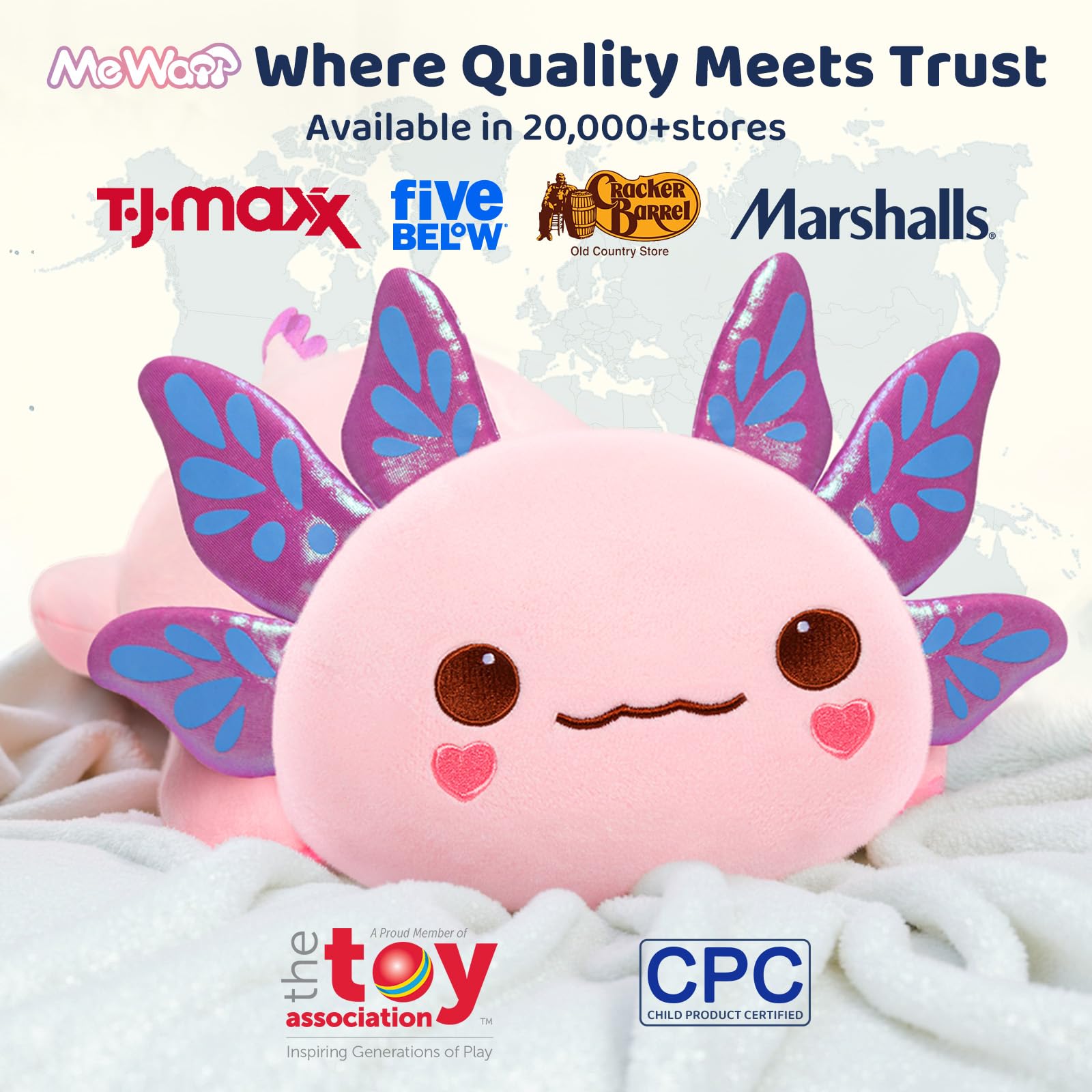 Mewaii Cute Axolotl Plush Pillow, Kawaii Plushies Pink Axolotl Stuffed Animals, Squishy Plushies, Cuddle Plush Pillow for Kids & Girls - Image 2