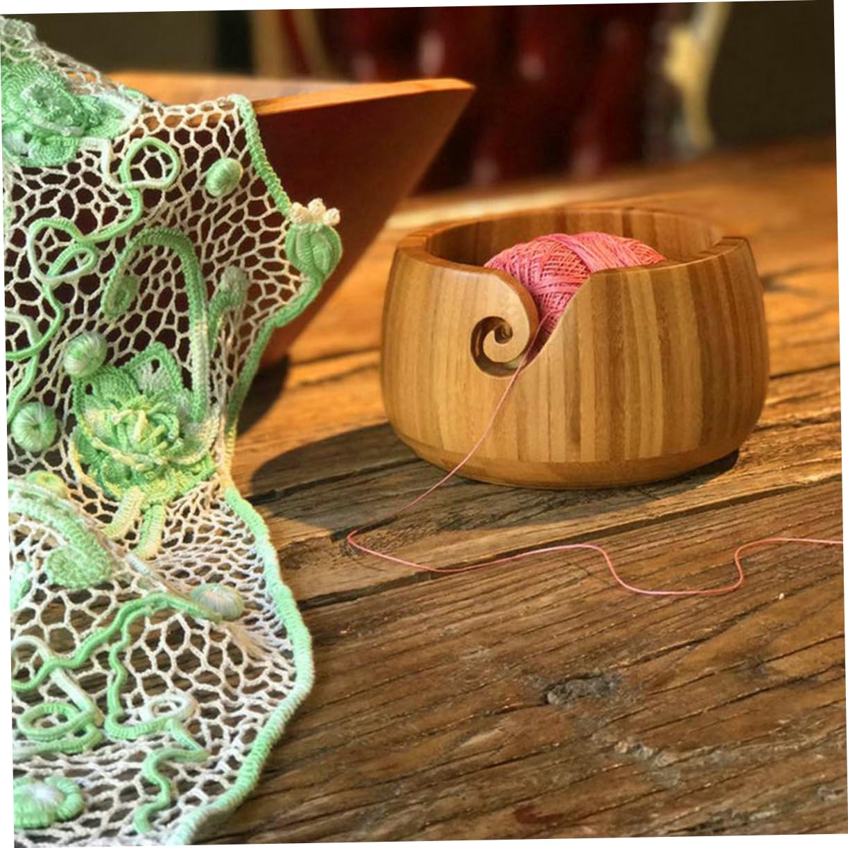 Contenitore Per Filati in Legno Contenitore Per Lana Ciotola Per Uncinetto Accessorio Per Maglieria