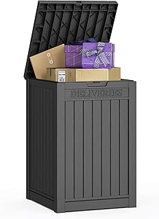 Sersper 48 Gallon Package Delivery Box for Outside, Outdoor Resin Deck Box with Lockable