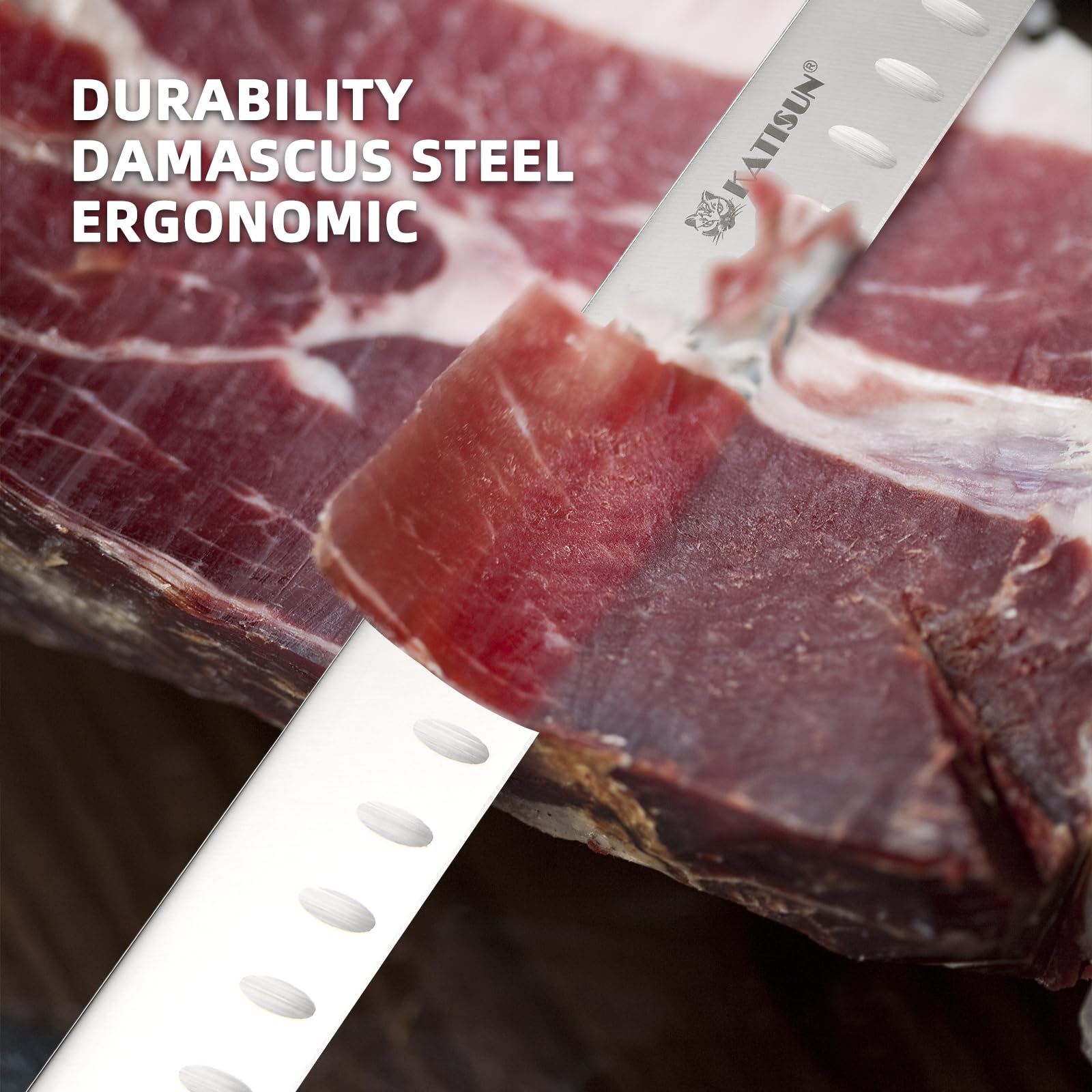 Schinkenmesser Tranchiermesser 30cm Küchenmesser für Schinken Brisket Messer Fleischmesser profi Messer, Metzgermesser mit rutschfestem Griff Grillmesser für Fleisch und BBQ