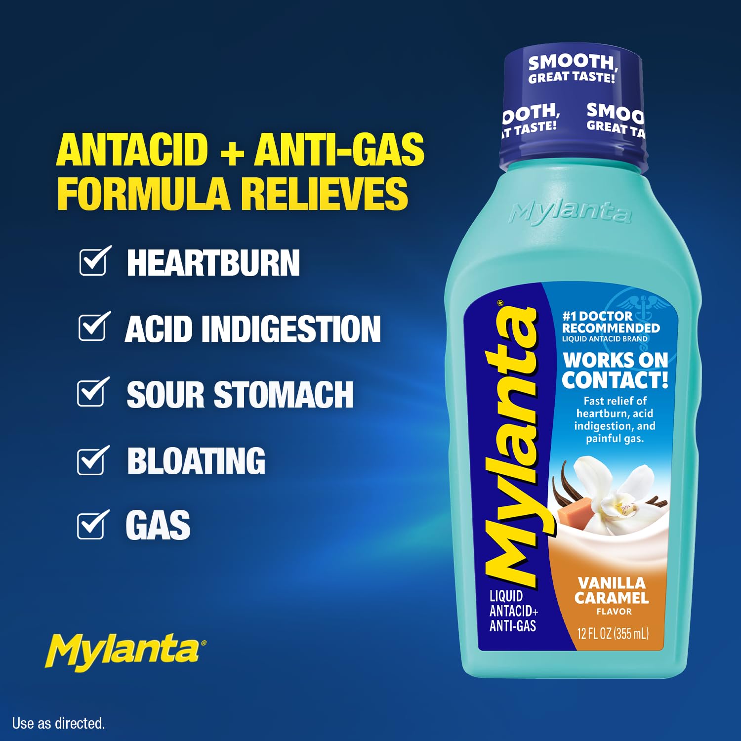 Mylanta Heartburn & Gas Relief Liquid Antacid, Vanilla Caramel, 12oz — Amazon image 3
