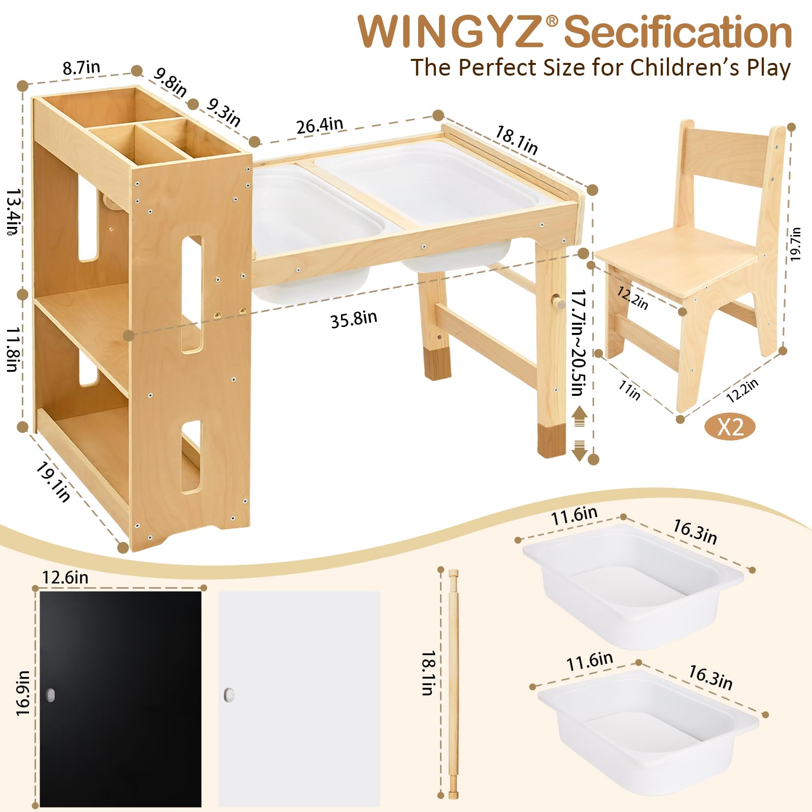 WINGYZ Kids Art Table & Chairs - 6-in-1 Versatile Set -2