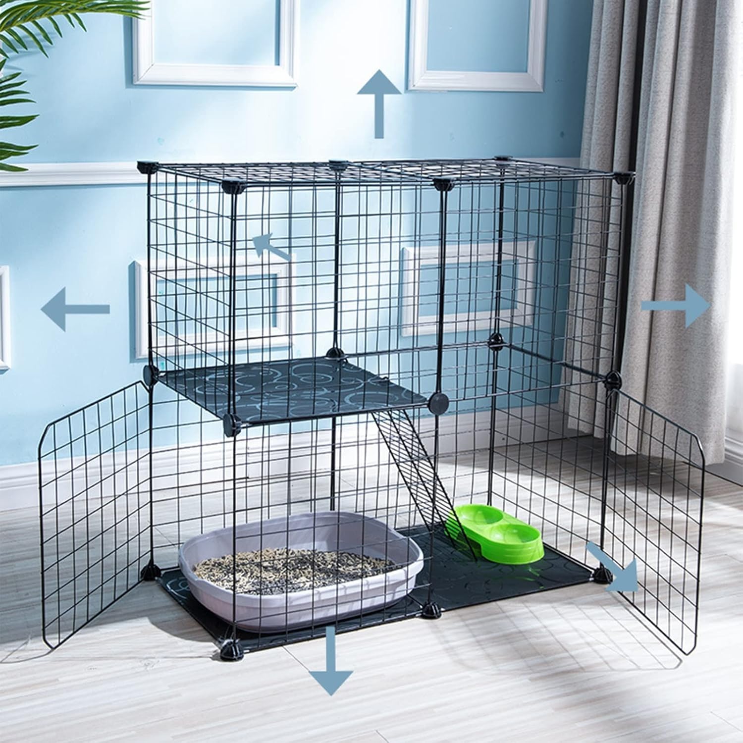 Gabbia for Animali Domestici: Grande, espandibile e in Metallo(111 * 75 * 109cm)