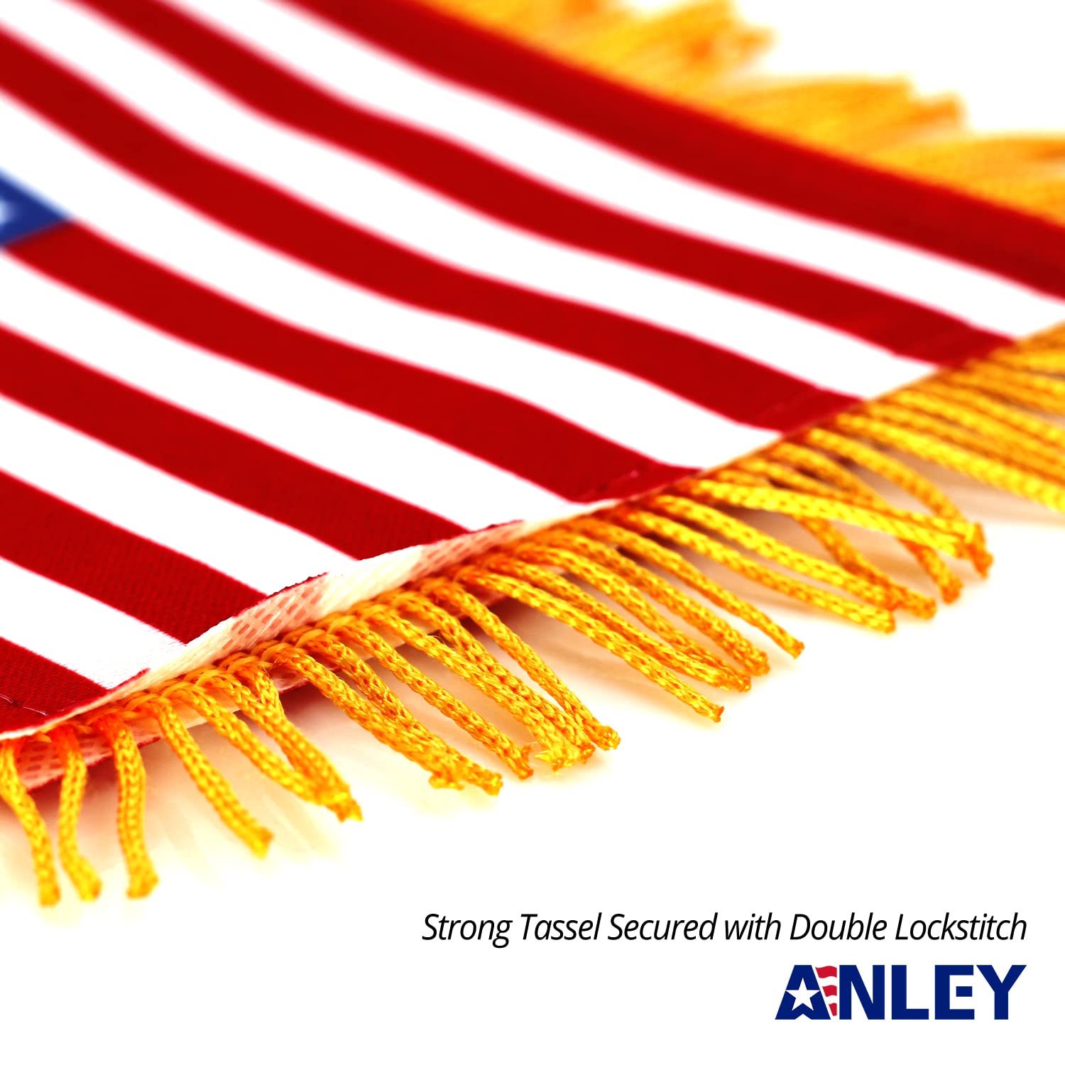 Anley 4 "X 6" USA Fringy Window Wisząca flaga - Mini Dekoracja na baner i lusterko wsteczne - z frędzlami, dwustronna, amerykańska flaga cofania z przyssawką