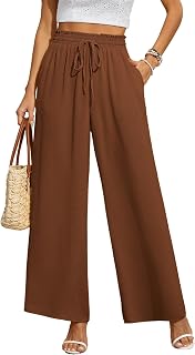 BEIGAI Damen Hosen Weites Bein Stoffhose Locker Gerade Leichte Palazzo Hose