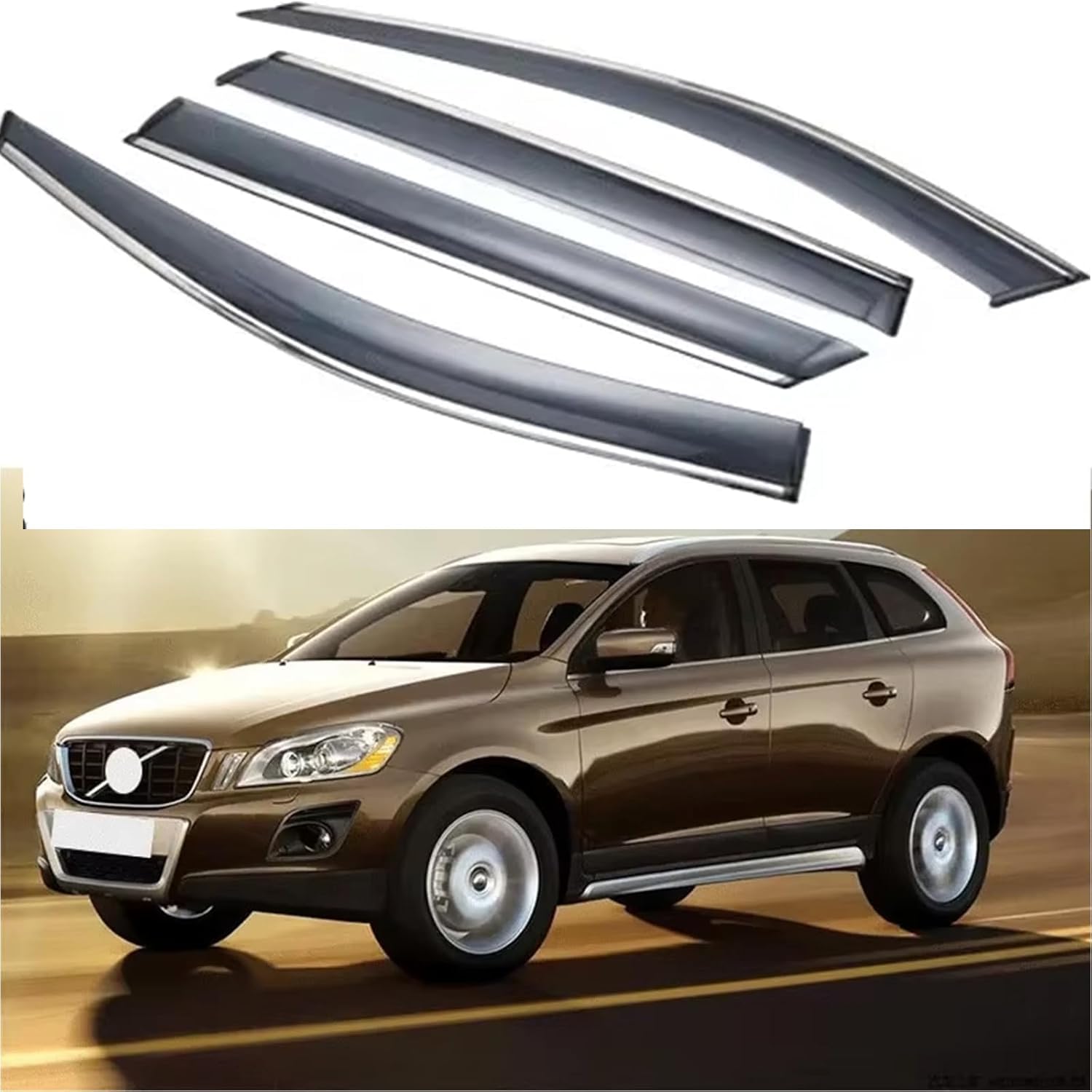 nwsplmy Wind Deflectors for Volvo XC60 2008-2013, Rain Guards Window Visors, 4-Piece, Protects Against Fading & Cracks
