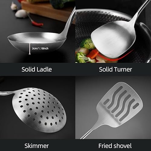 Miniatura 5 de Juego de utensilios de cocina de 5 piezas, juego de utensilios de cocina de acero inoxidable 188 con soporte giratorio (apto para lavavajillas)