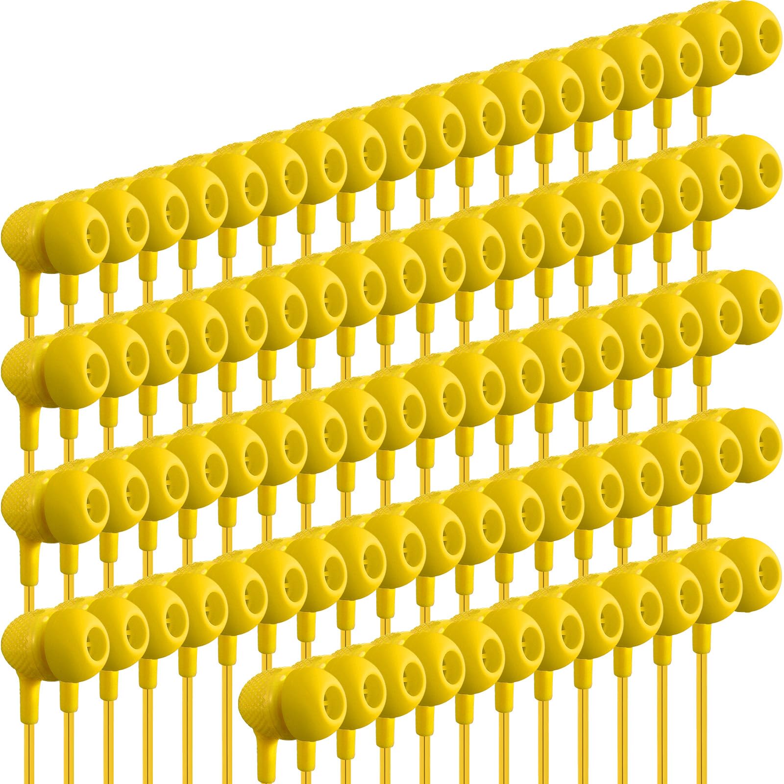 Confezione da 200 auricolari per bambini, 3,5 mm, per studenti, colori assortiti, auricolari cablati senza microfono, per scuole, aule, studenti, confezionati singolarmente (giallo)