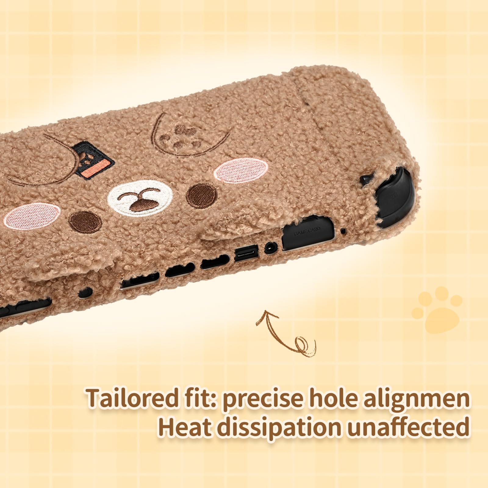 GeekShare Plush Case Compatible with Switch 2 (2025), NS2 Protective Cover for Switch Console and Grip Joy Controller, Plush Bear