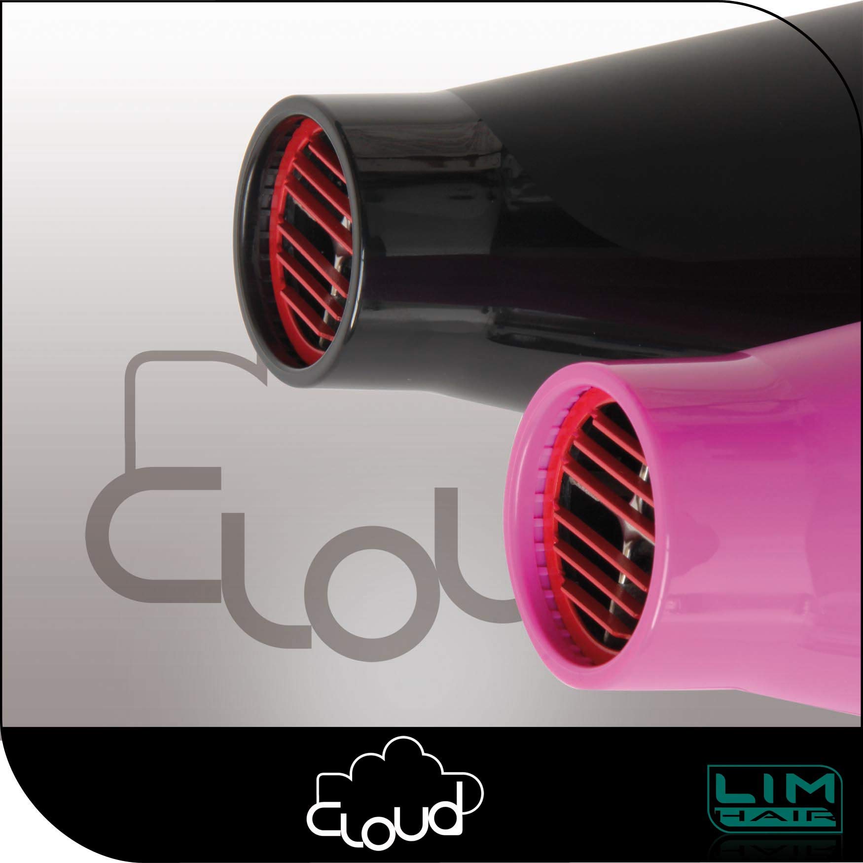 Secador de cabello LIM HAIR CLOUD especialmente LIGERO para uso PROFESIONAL, de alta potencia 2200 W. IONIC TOURMALINE. Con 2 boquillas y 6 opciones de uso (FUCSIA)