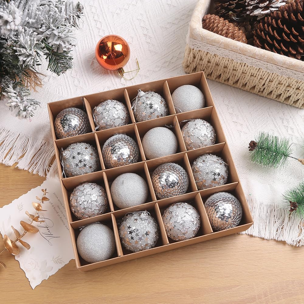 Bolas de Navidad, Champán 16 Bolas Navideñas De 6 cm Bolas De Color Bolas Navideñas Decoración De árboles Navideños Colgantes árboles Navideños Decoración ﻿ (platado)