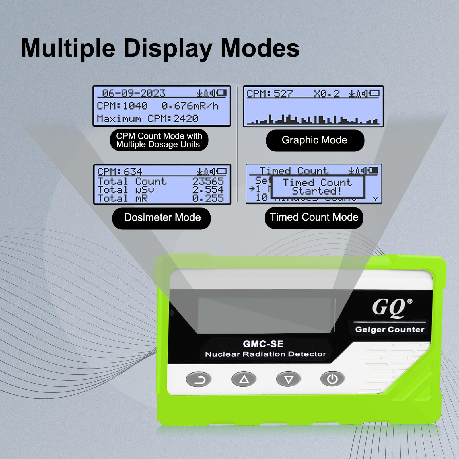GQ GMC-SE Geiger - Detector de radiación con contador de rayos X beta gamma, medidor de radiación portátil, dosímetro digital de radiación nuclear, dispositivo de grabación automática de datos, funda