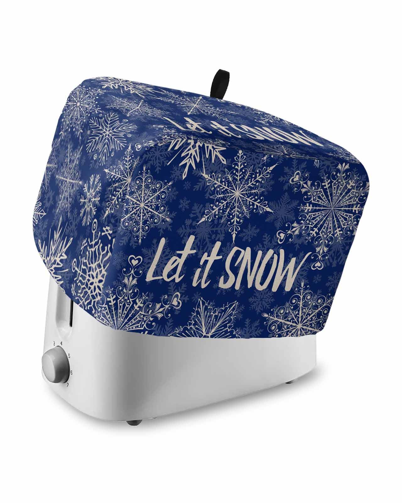 Snowflake Blue 4 Slice Toaster Cover Christmas Winter Xmas Festival Modern Small Appliance Cover Toaster Dustproof Fingerprint Protectors Machine Washable, Large Size Bread Machine Cover