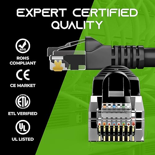 Miniatura 5 de GEARIT Paquete de 24 cables de conexión Ethernet Cat5e de 1 pie - Cable de red LAN RJ45 sin enganches, color negro