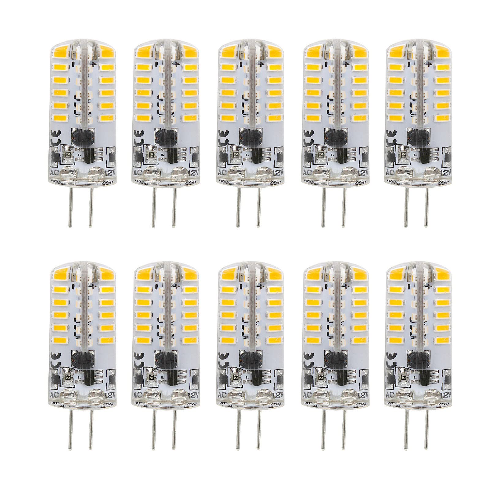 JETENCN G4 Led Bulb 2W Daylight Lighting, AC110V 3014SMD Light Bulbs Equivalent to 20W G4 Base Halogen Bulb,G4 Bulb for Under Cabinet Light, Ceiling Lights (8 Pack), Warm White