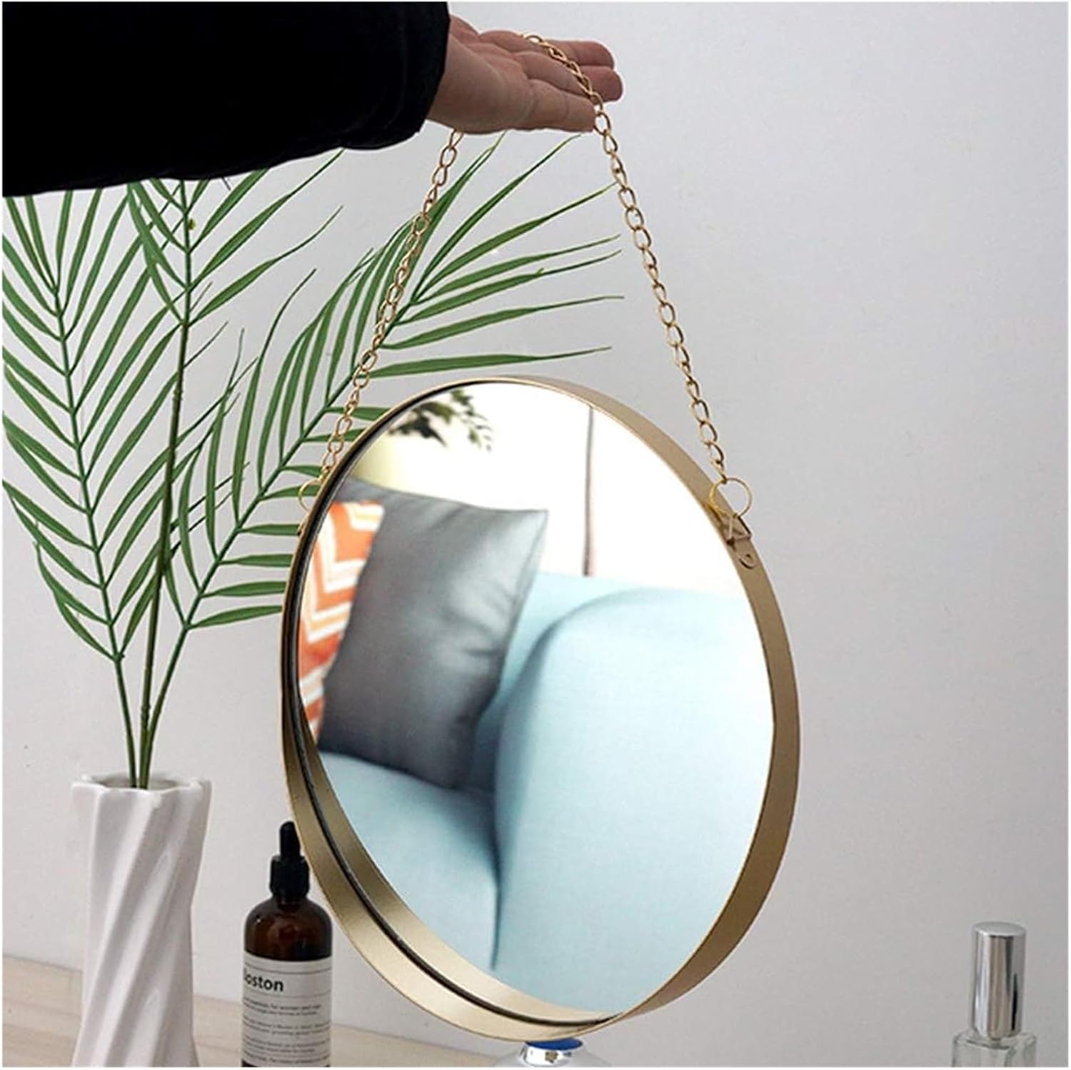 に化粧 9.8 ''サークルバスルームハンギングミラーエレガンスゴールド壁掛けミラーバスルーム/ベッドルーム/ワード