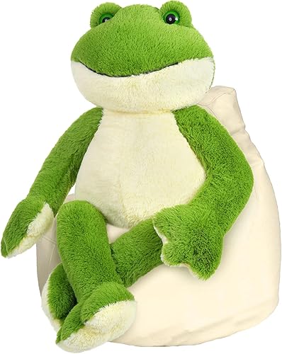 MorisMos Peluche de rana de peluche para niños y niñas, rana verde de felpa grande de 36 pulgadas con patas y brazos largos, animales de peluche