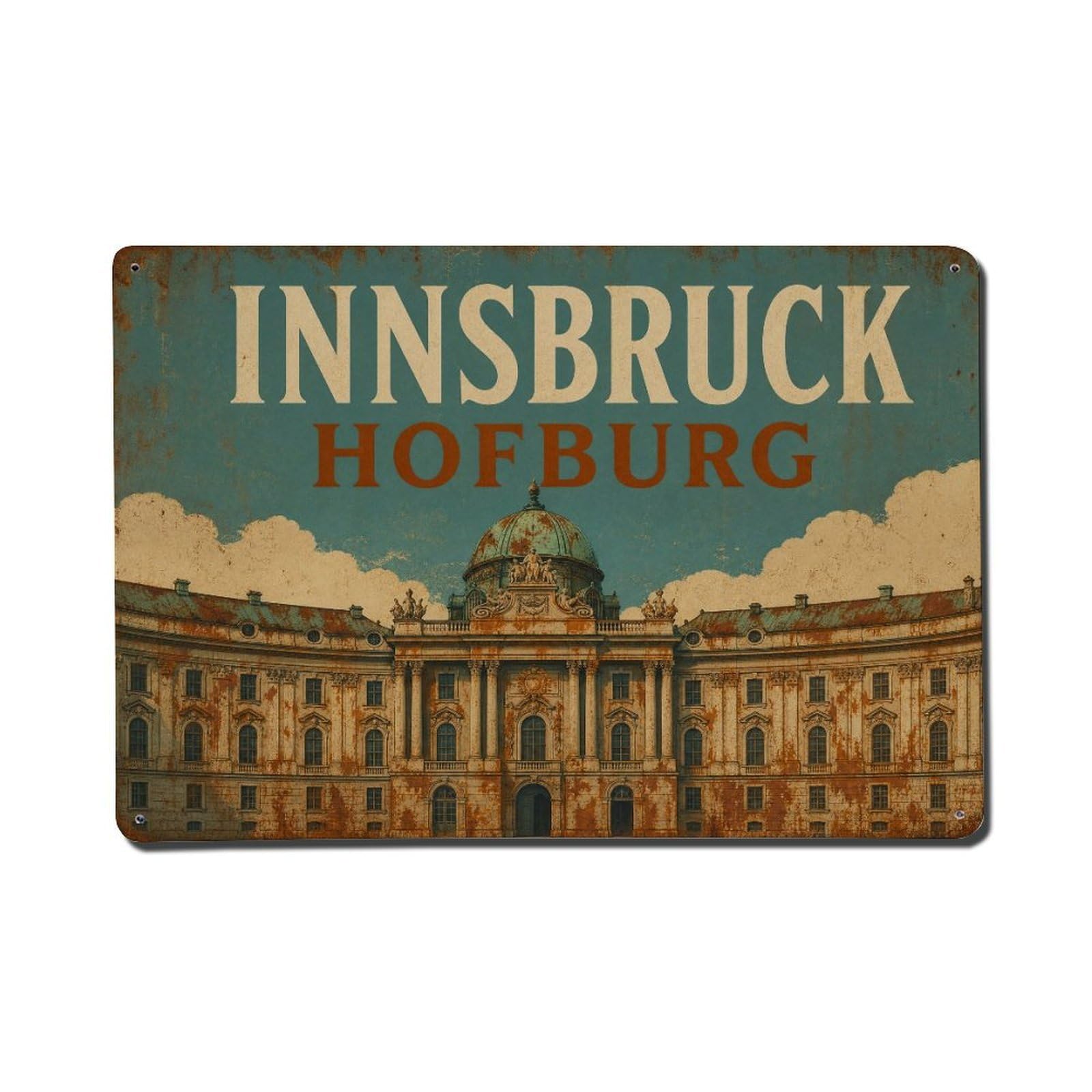 Vintage Travel Innsbruck Hofburg Palace Austria Metal Tin Sign