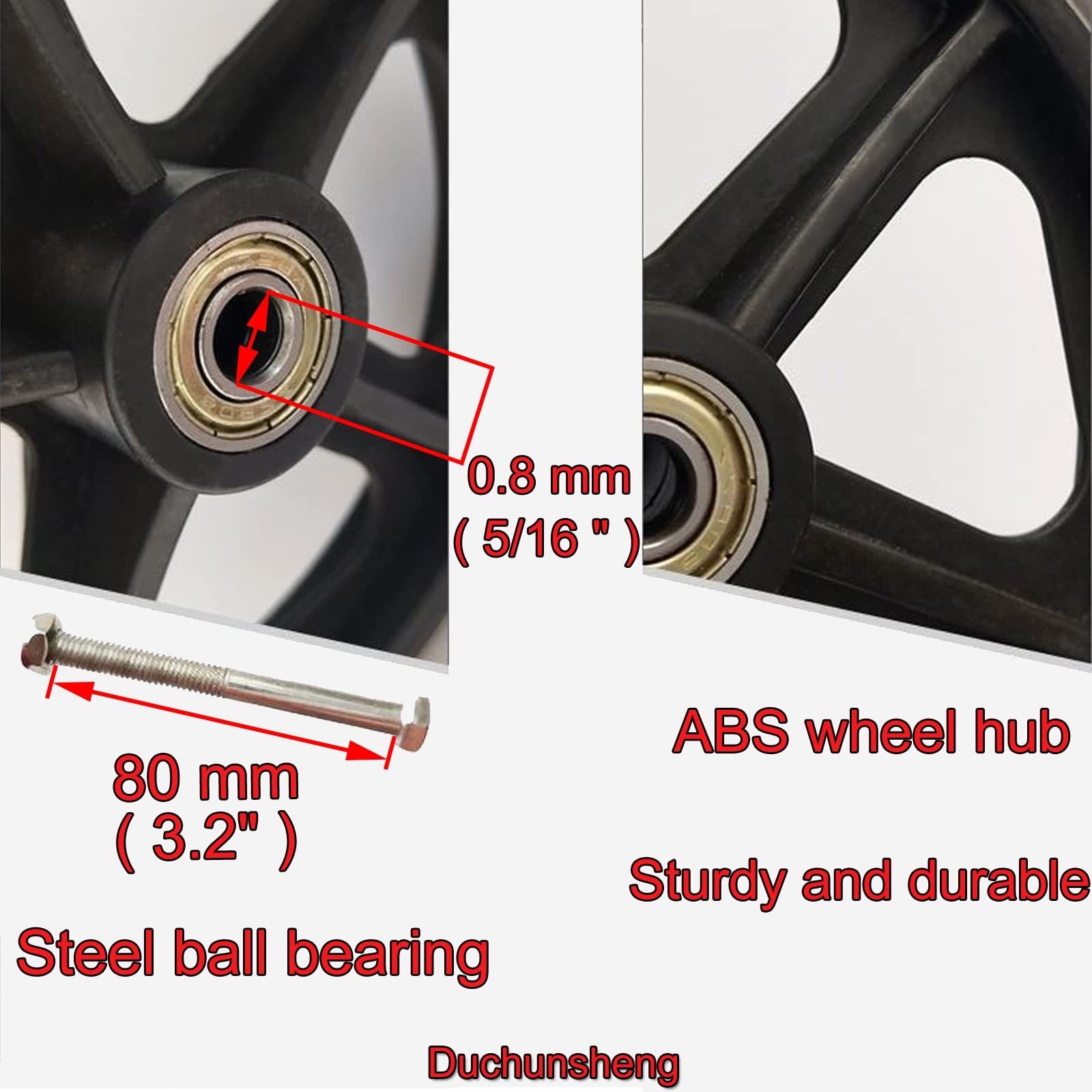 Ruedas de repuesto para andador, ruedas de goma sólida con rodamientos, accesorios para ruedas de silla de ruedas, eje 5/16, compatibles con varios modelos de Walker