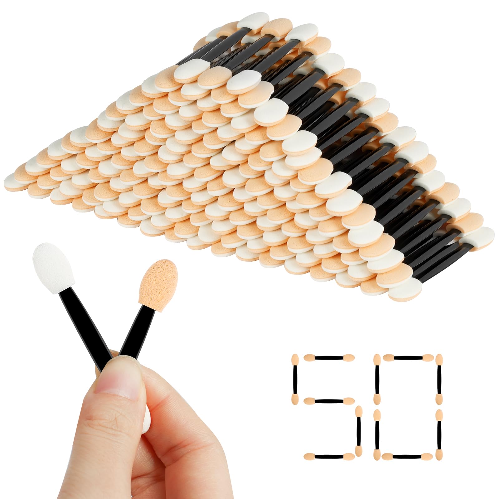 BUTBU 50 Piezas Aplicador de Sombra de Ojos, Brocha de Esponja para Sombra de Ojos de Doble Punta, Brocha para Somb-ra de Ojo-s, para Maquillaje Principiantes Chicas