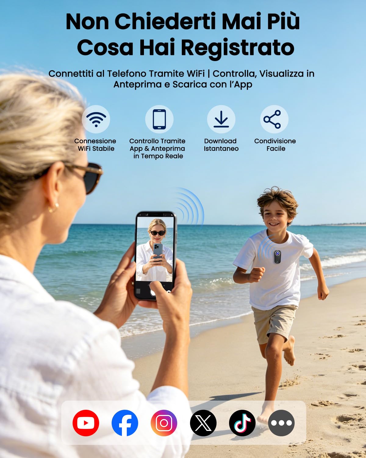 Bextgoo Body Cam, Mini Action Cam 4K,WiFi Action Camera 64GB | Telecamera per Moto con Batteria da 1200mAh, Telecamera Casco Grandangolare 150°, Stabilizzazione EIS per Viaggi, Sport