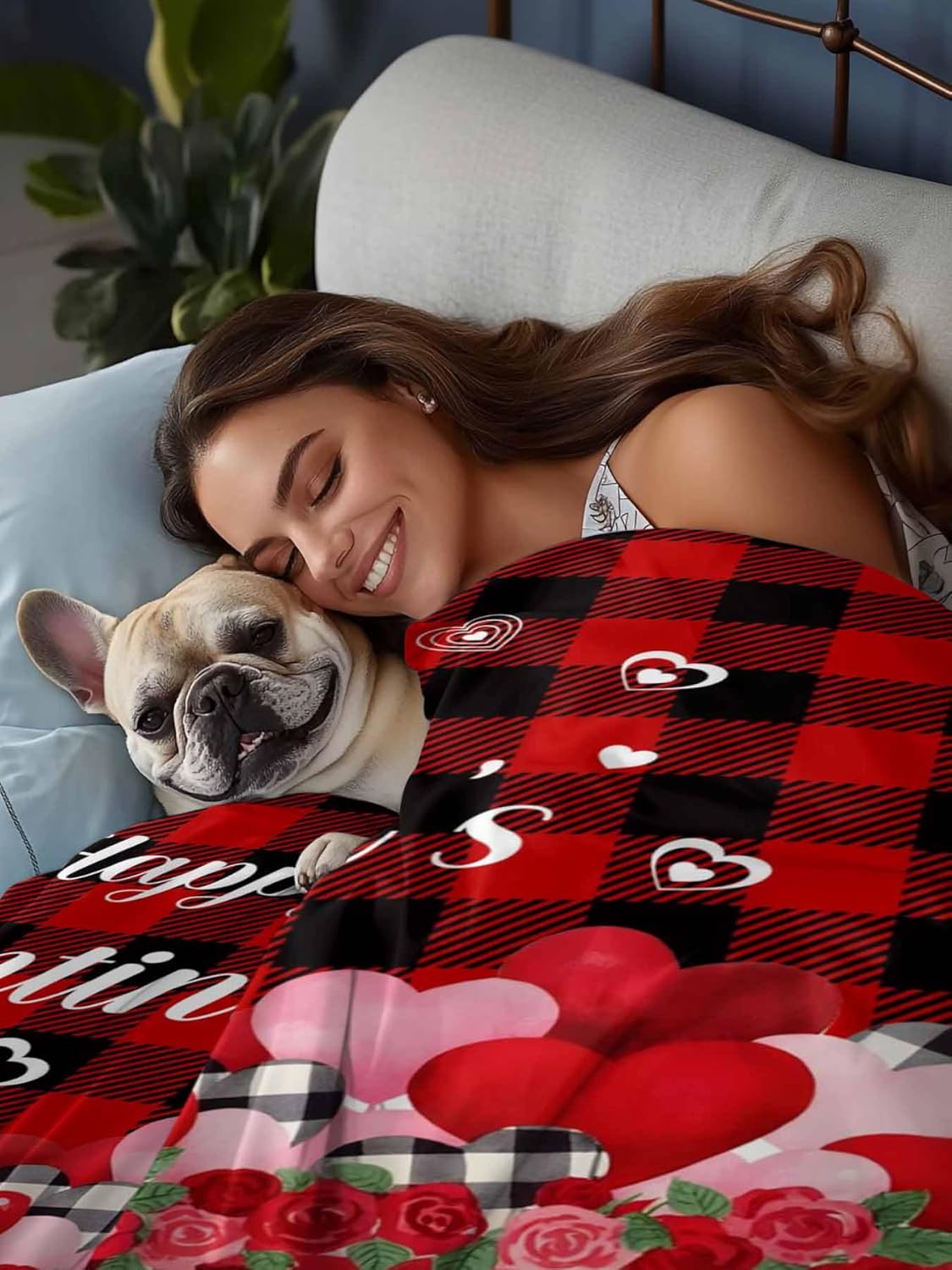 Cal King Size Flat Sheet Only, Valentine Truck with Romantic Rose Love Heart Bed Top Sheet Soft Microfiber Breathable Bedding Flat Sheets, Buffalo Black Red Check Top Sheets Hotel Luxury