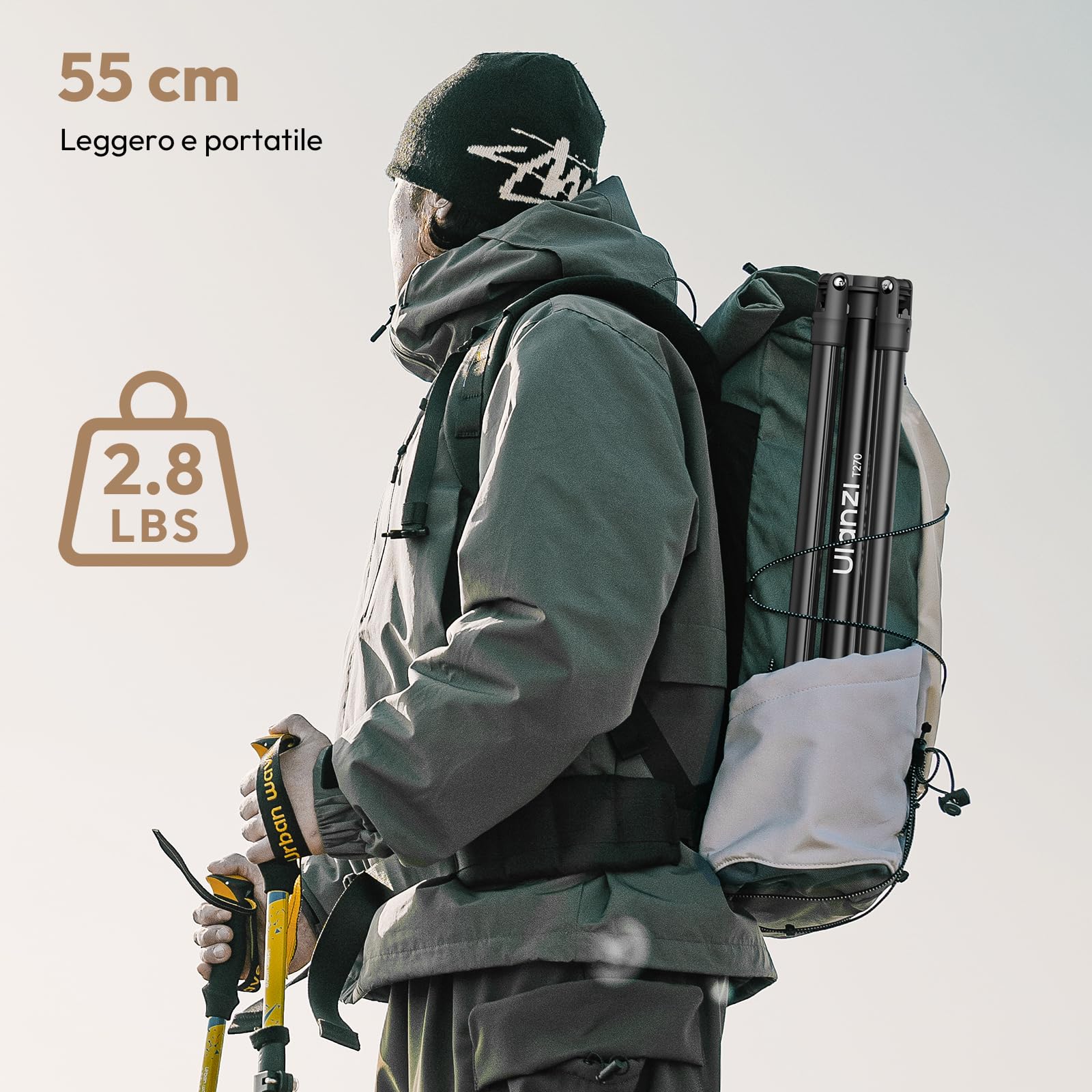 ULANZI T270, Stativo Fotografico in Alluminio da 270cm, Cavalletto per luci fotografiche con pesa 1,27 kg e capacità di carico 6 kg, Treppiede con vite da 1/4" per fotografia in Studio ed Esterna