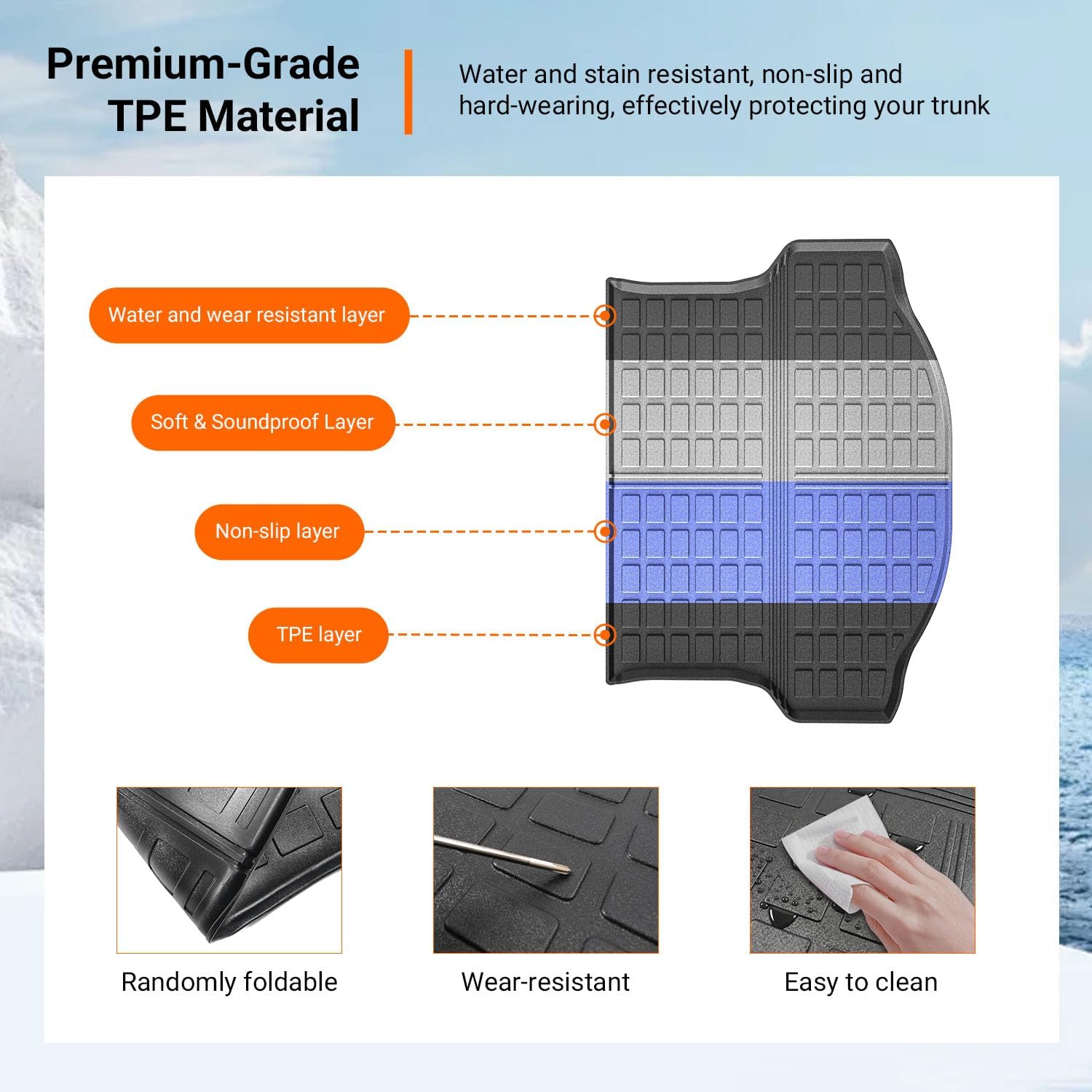 powoq Cargo Mat Compatible with 2013-2018 Toyota RAV4 Trunk Mat All Weather TPE Trunk Liner Cargo Liner Replacement for 2013 2014 2015 2016 2017 2018 Toyota RAV4 Accessories - Image 5