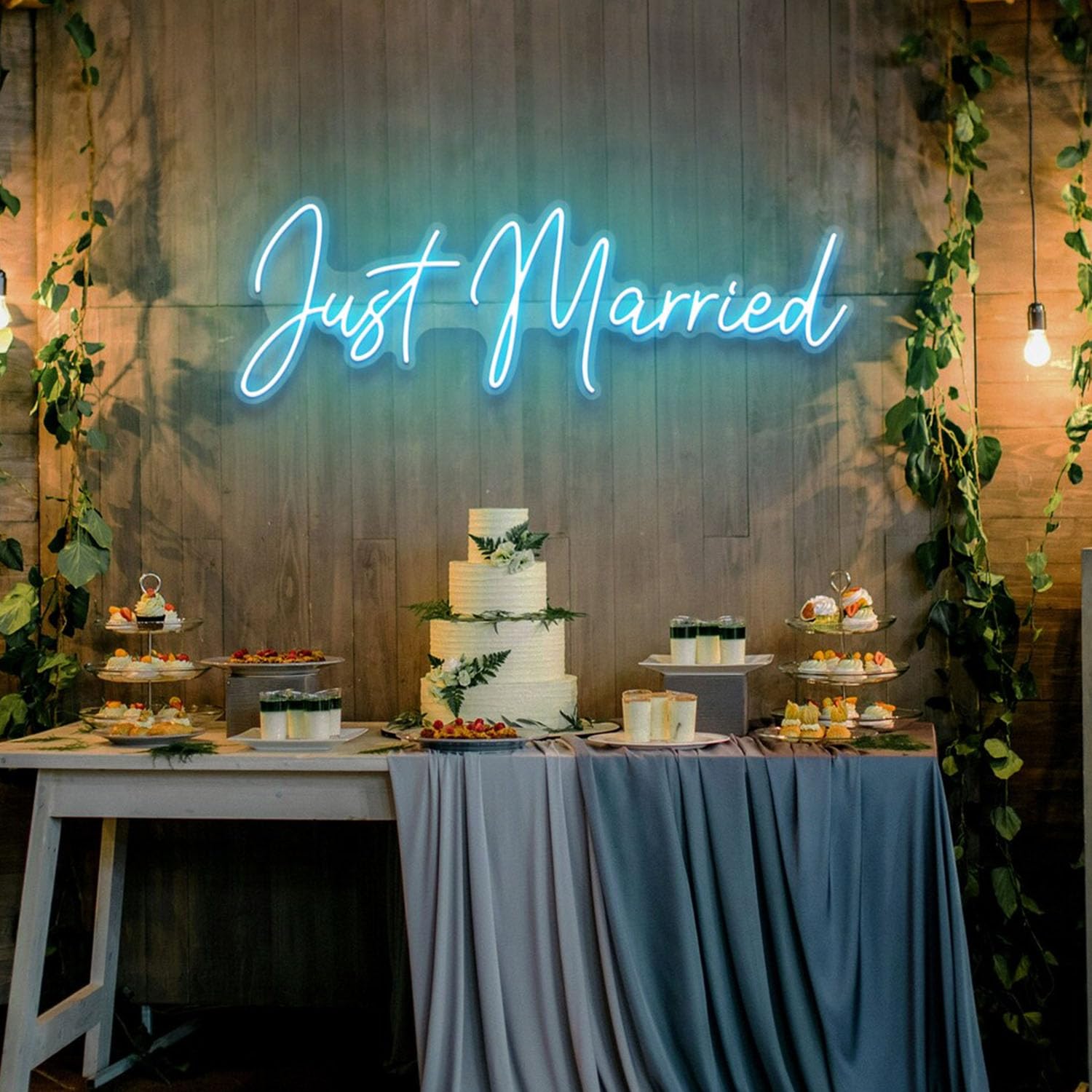 Just Married - Señal de neón regulable con luz LED para decoración de boda, propuesta, compromiso, decoración artística