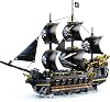 Pirate Ship Building Blocks, Large Black and Gold Pirate Ship Model, Detailed Construction Set for Adults and Kids, Collectible Display Toy Gift for Home Decoration