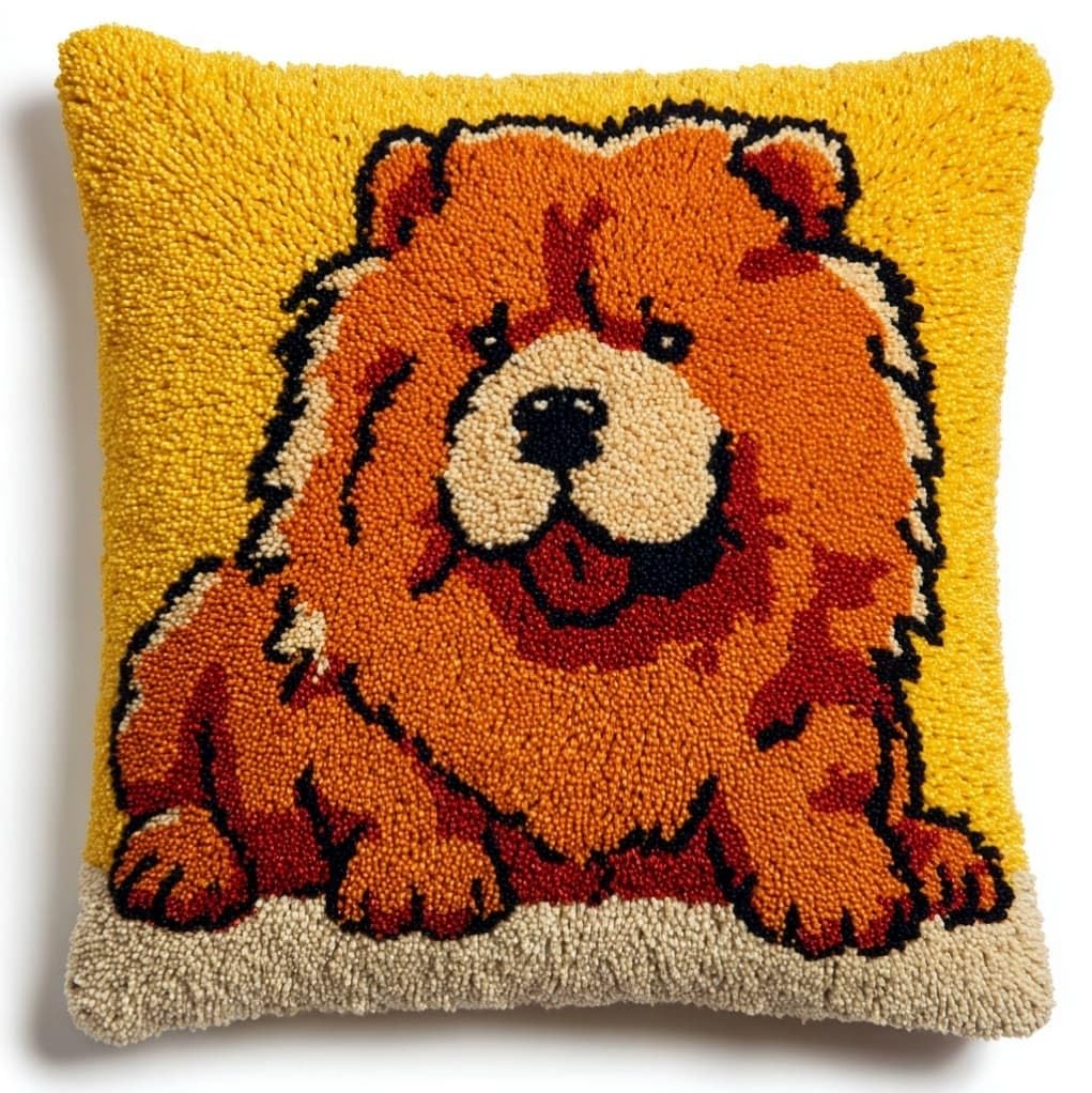 AxiangziK Latch Hook Pillow Making Kit 43x43cm,Chow Chow (Animal Dog)