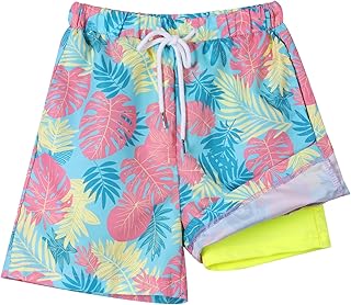 Traje de baño para niños, de secado rápido, con forro de compresión, 2 en 1, con bolsillos, para verano, playa, surf, 4-16 años