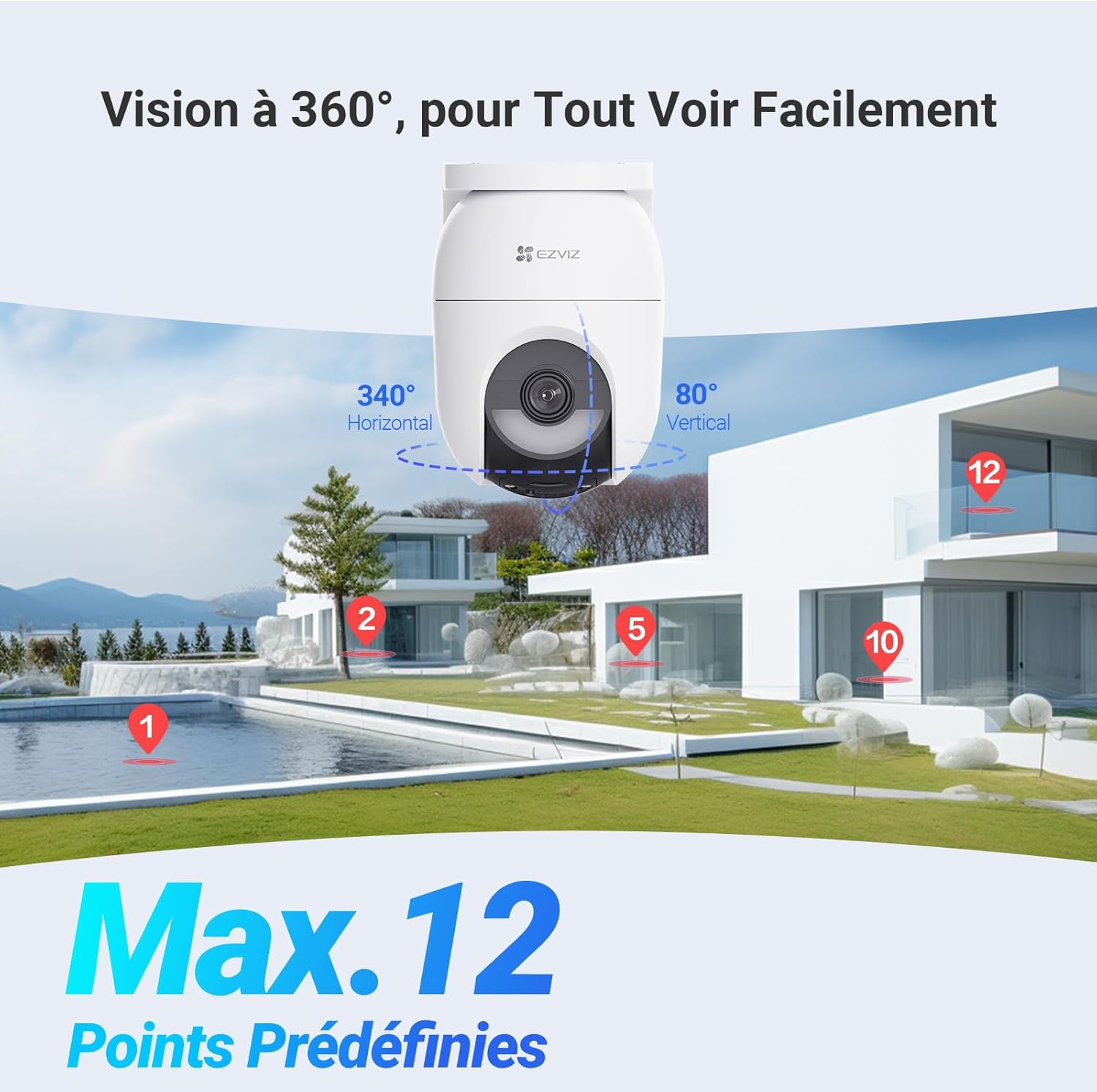 Image showing the camera's active defense feature, with a bright light and audible alarm deterring an intruder.