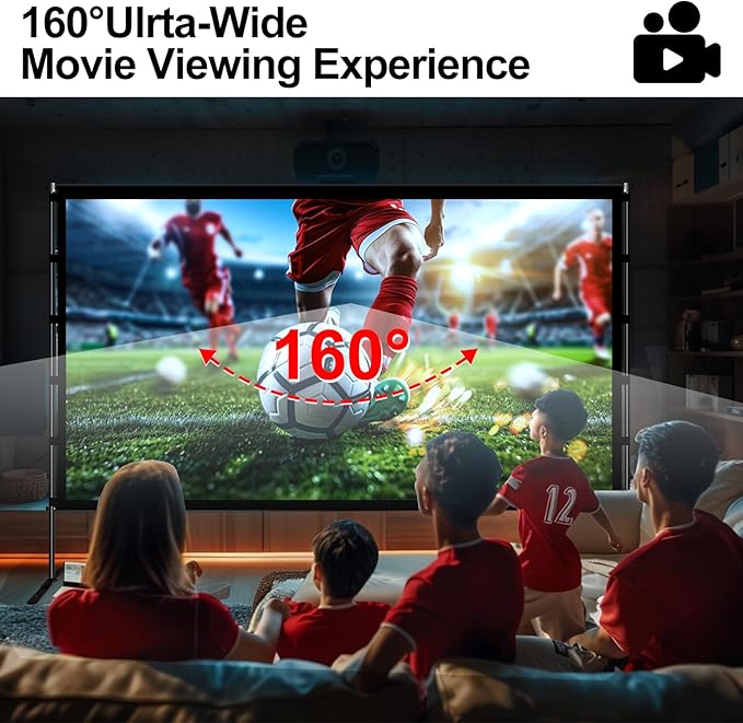 Pantalla Proyector 120 Pulgadas Portátil Exterior 4K HD con Soporte miniatura 6