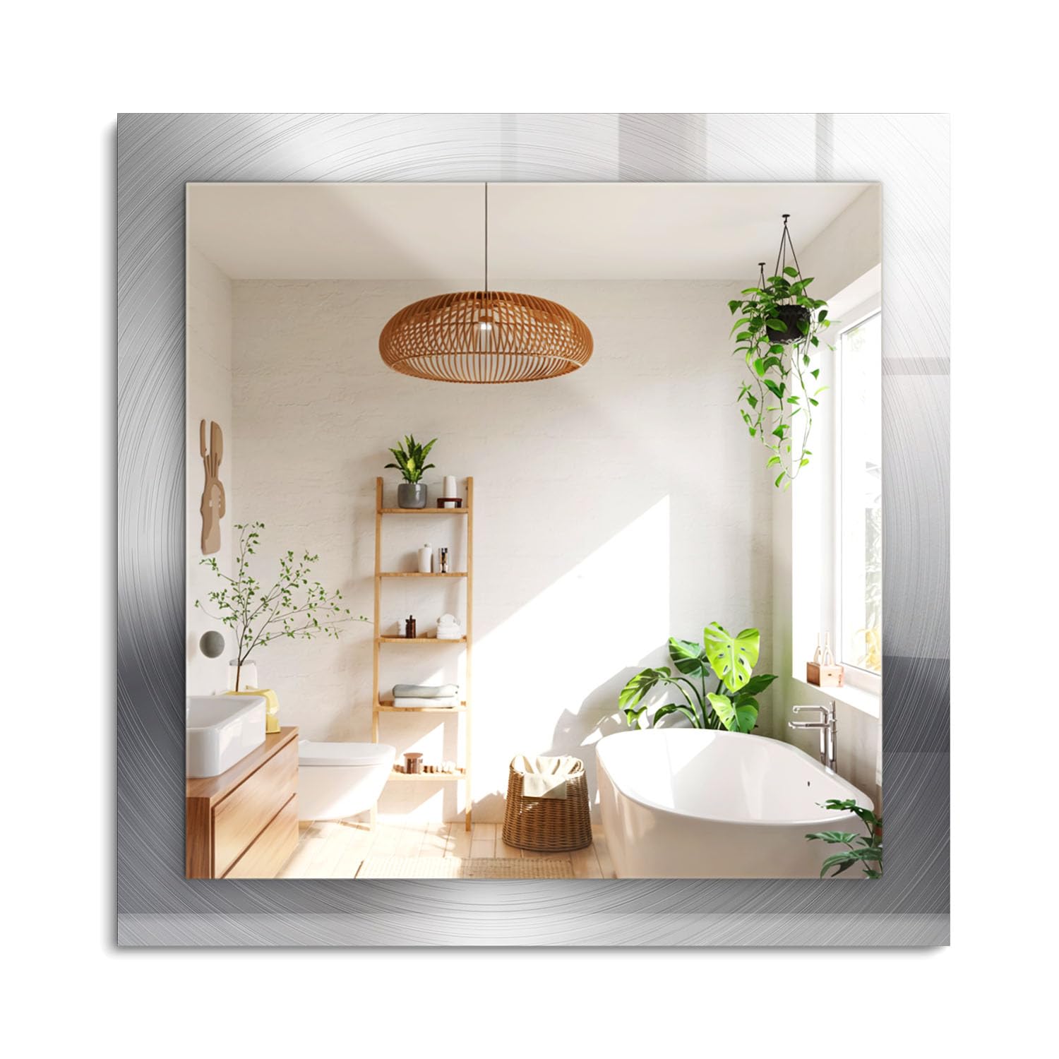 Miroir encadré rectangulaire 60x60cm en verre imprimé contemporain